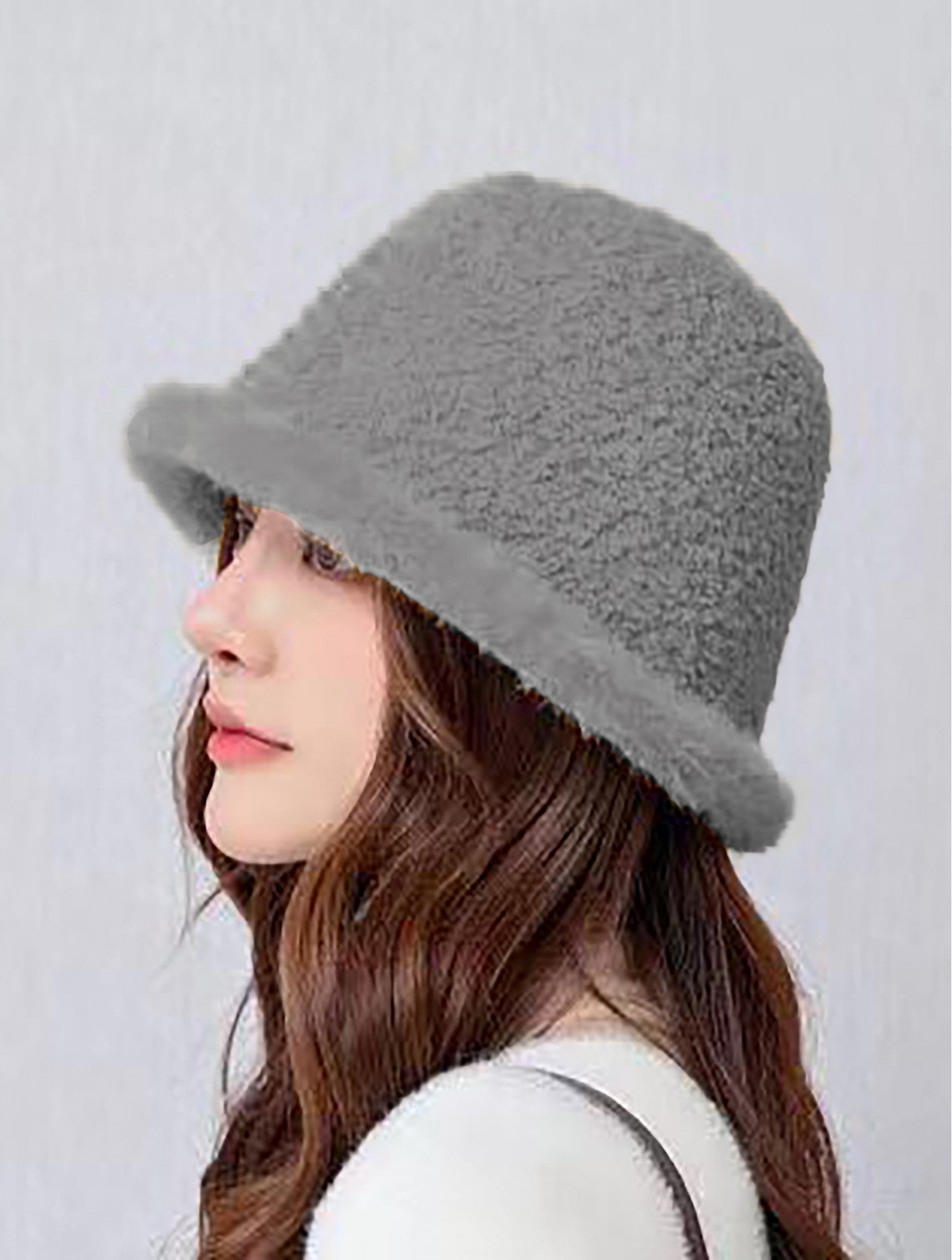 Fuzzy Bucket Hat Grey
