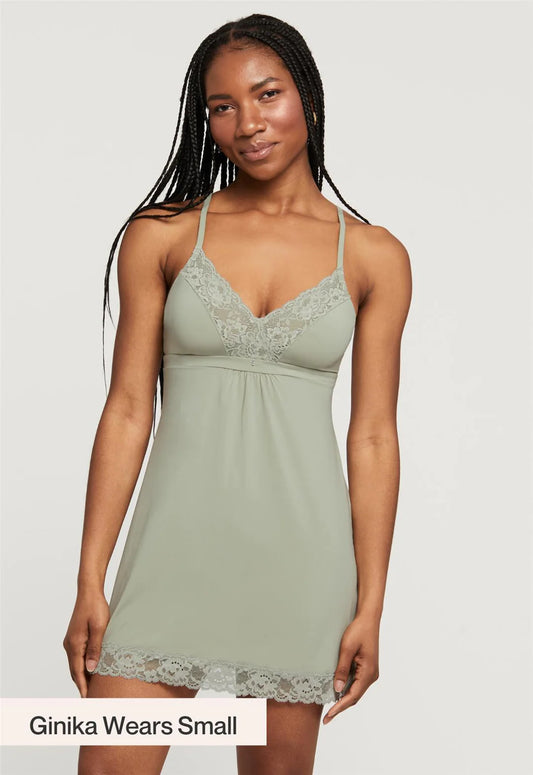 MONTELLE 9394 BUST SUPPORT CHEMISE IN SAGE