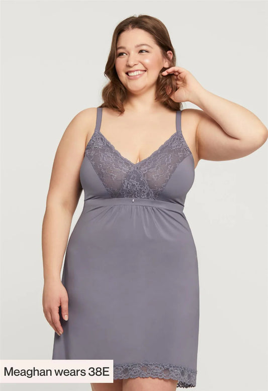 MONTELLE 9394 BUST SUPPORT CHEMISE IN CRYSTAL GREY