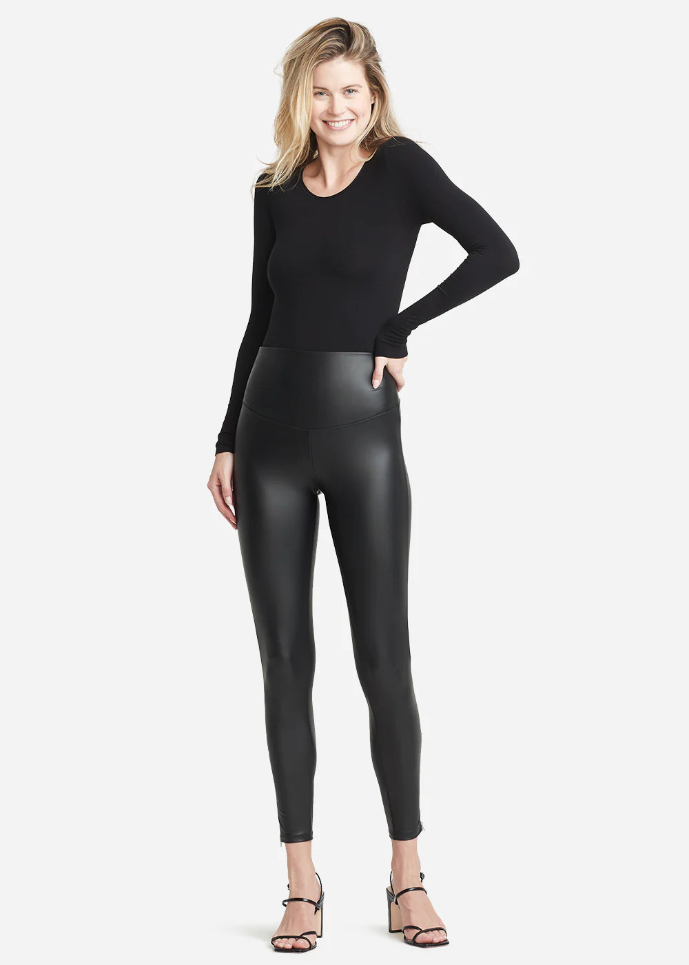 Long Sleeve Shaping Thong Bodysuit in Black