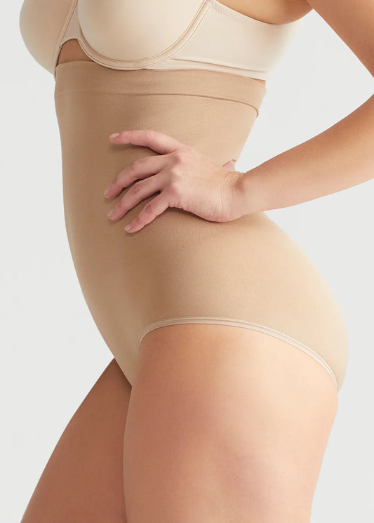 High Waist Smoothing Brief in Almond