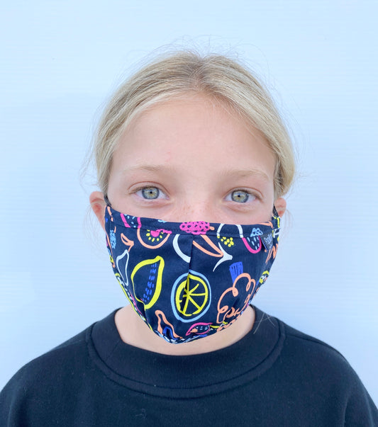 Youth Mask in Fruit Print with Adjustable Ear Pieces