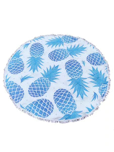 Round Pineapple Print Beach Towel