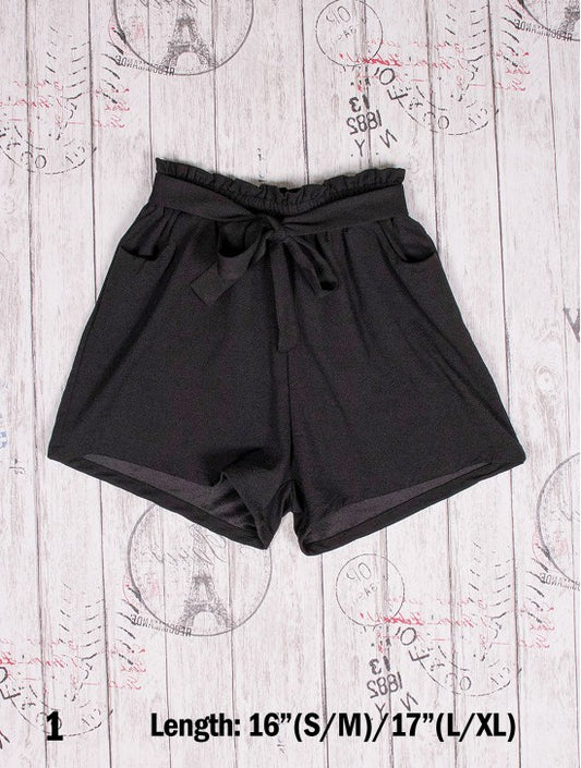 Shorts with Elastic Waist in Solid Black