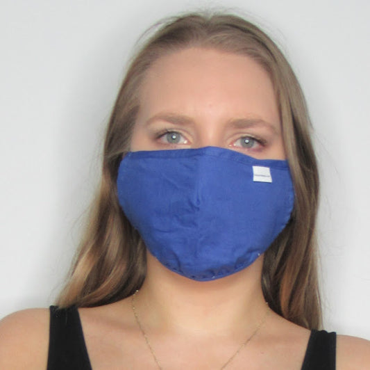 Adult Blue Cotton Mask with Adjustable Ear Pieces
