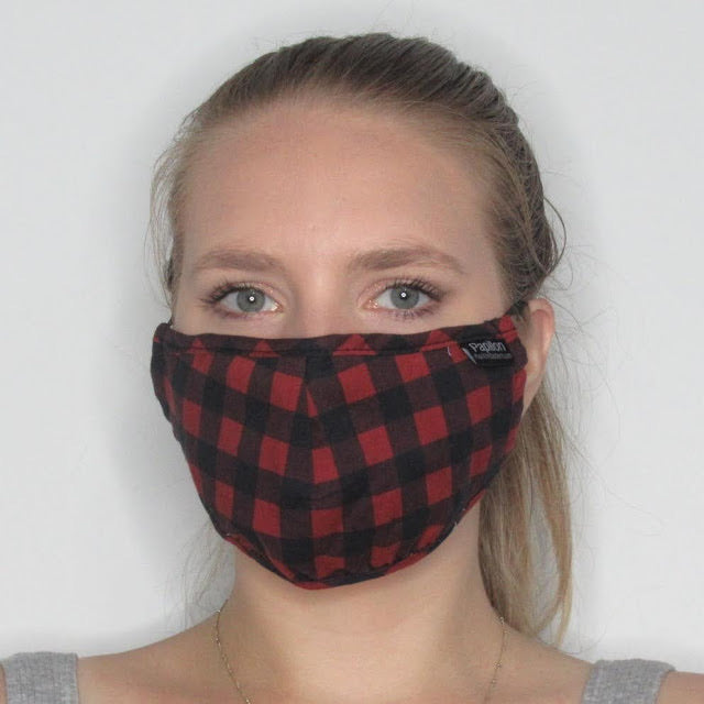 Adult Plaid Cotton Mask with Adjustable Ear Pieces