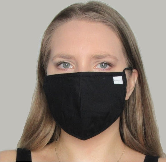 Adult Black Cotton Mask with Adjustable Ear Piece.