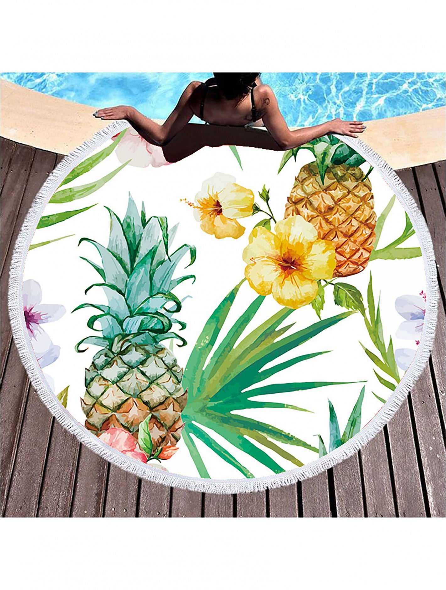 Pineapple Round Beach Towel