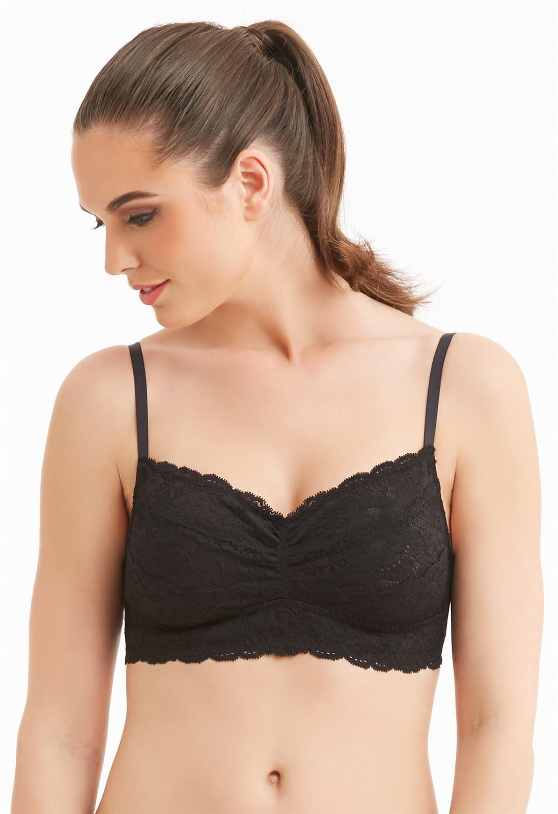 MONTELLE 9334 CUP-SIZED LACE BRALETTE IN BLACK