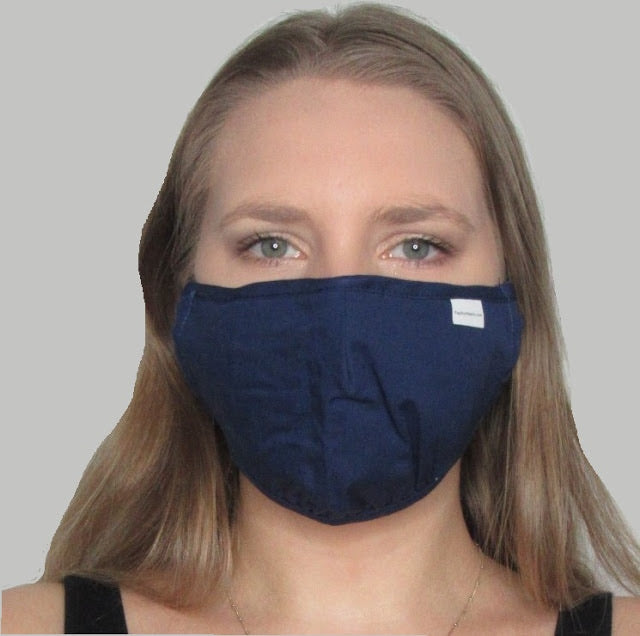Adult Navy Cotton Mask with Adjustable Ear Pieces
