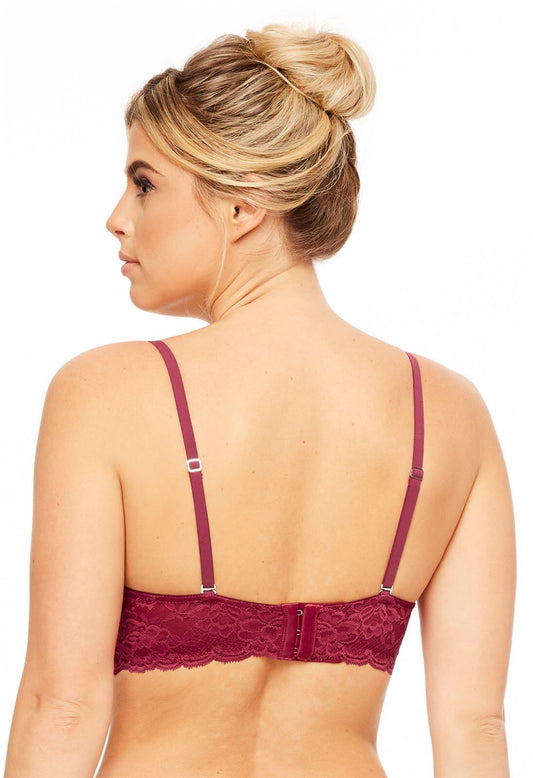 MONTELLE 9334 CUP-SIZED LACE BRALETTE IN WINE