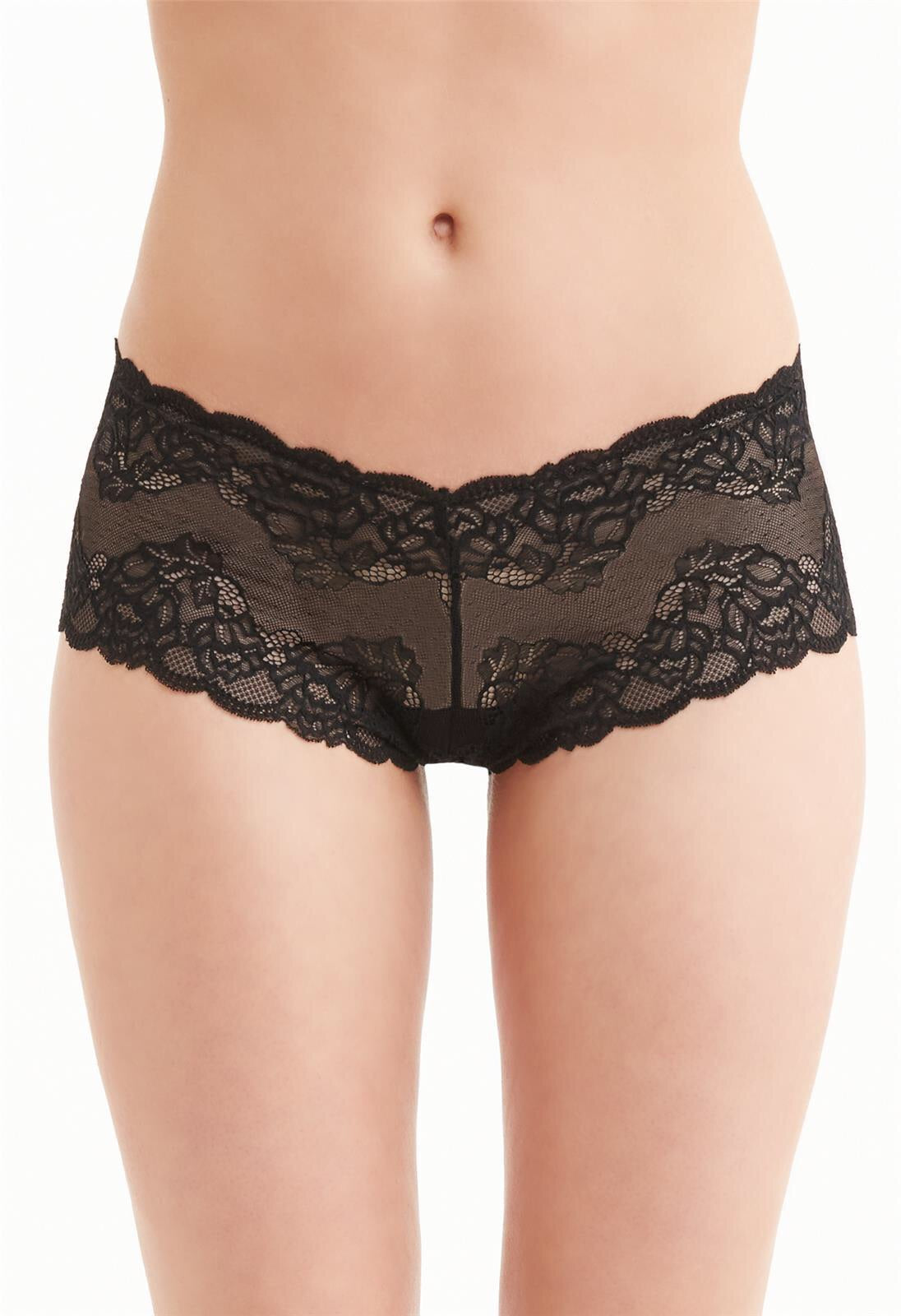 MONTELLE 9000 LACE CHEEKY PANTY IN BLACK