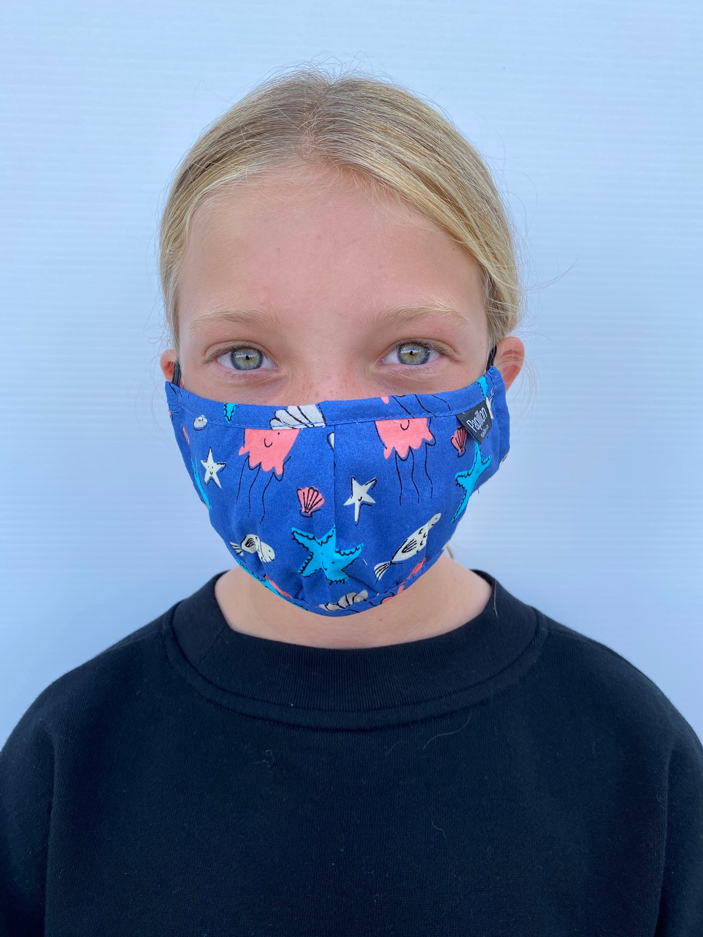Youth Ocean Print Cotton Mask with Adjustable Ear Pieces