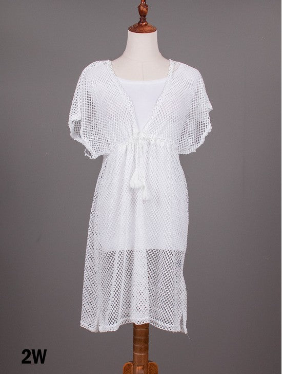 SALE White Mesh Cover Up