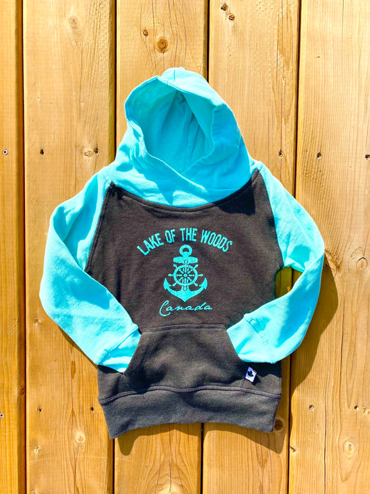 Youth Lake of the Woods Teal Anchor Hoodie