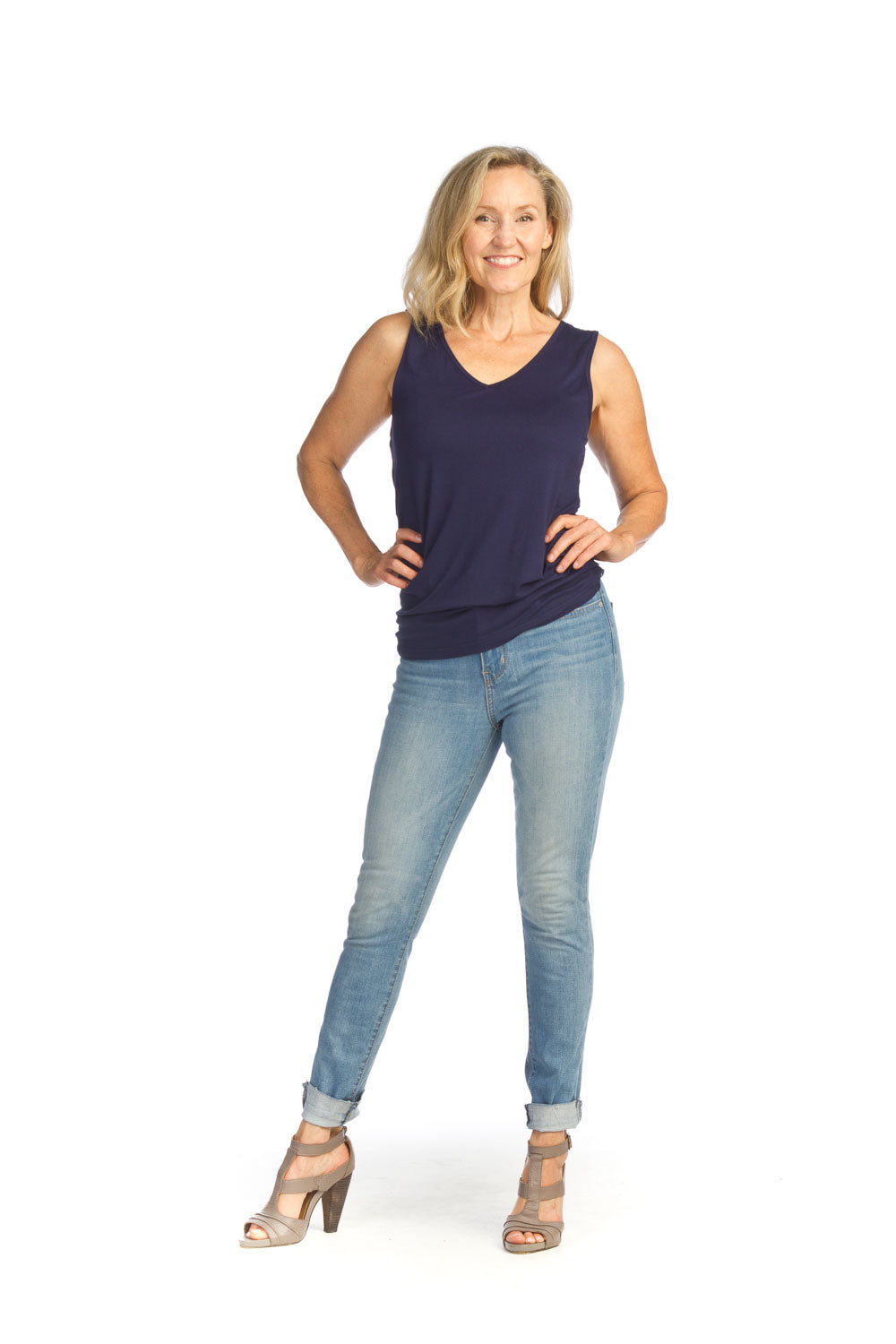 Papillon PT14007 Layering V-Neck Navy Bamboo Tank