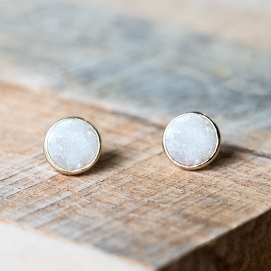 Rose Gold Studs with white crystal
