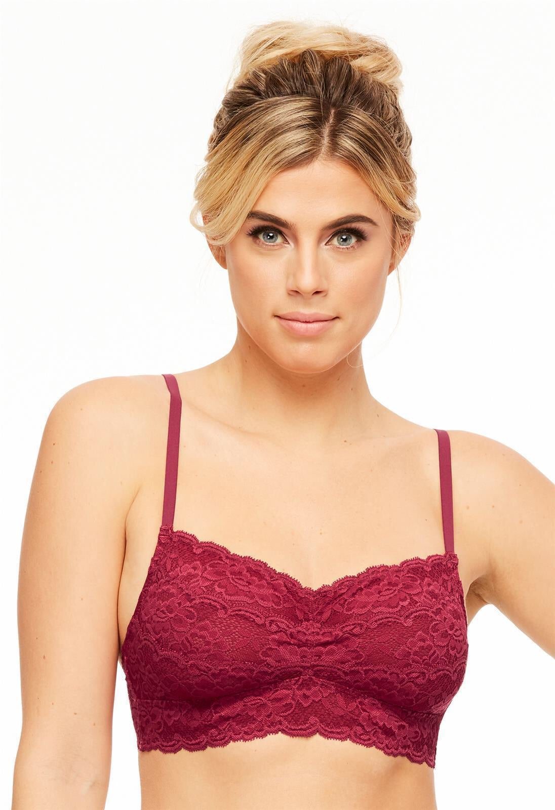MONTELLE 9334 CUP-SIZED LACE BRALETTE IN WINE
